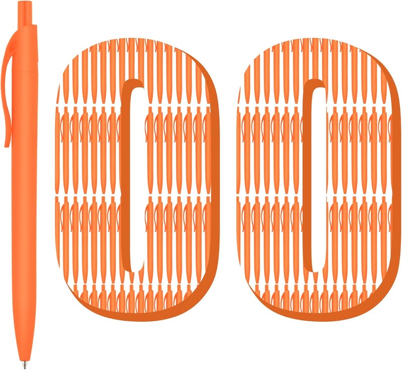 deegtran 100 Pack Orange Barrel Retractable Medium Point Ballpoint Pens, Smooth Ink, No Bleed, Soft Grip, Modern Design, Unisex, Ambidextrous - Image 1